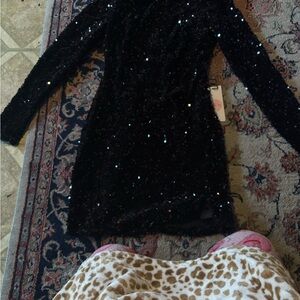 Black Sequin Long Sleeve Dress